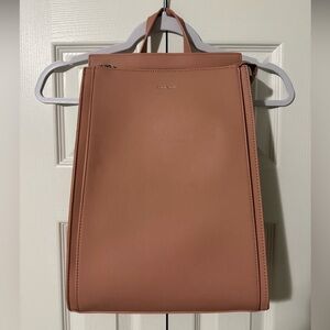 Pixie Mood Orange Pink Vegan Leather Backpack with Adjustable Straps